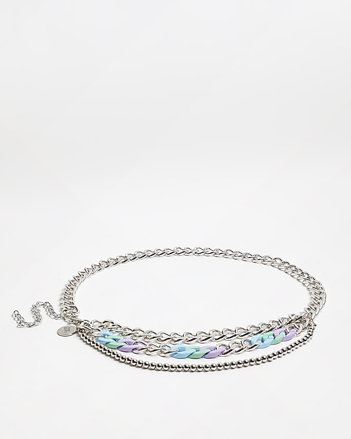 Silver chain link belt