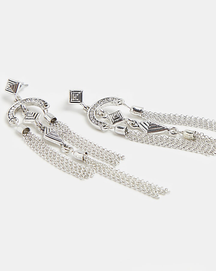 Silver chain link drop earrings