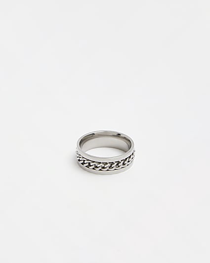 Silver Chain Spinner Ring
