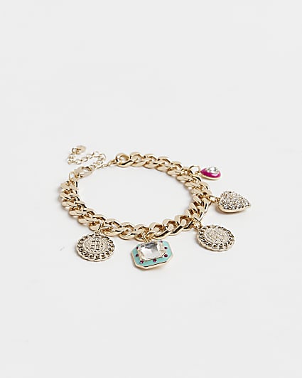 Silver charm chain bracelet