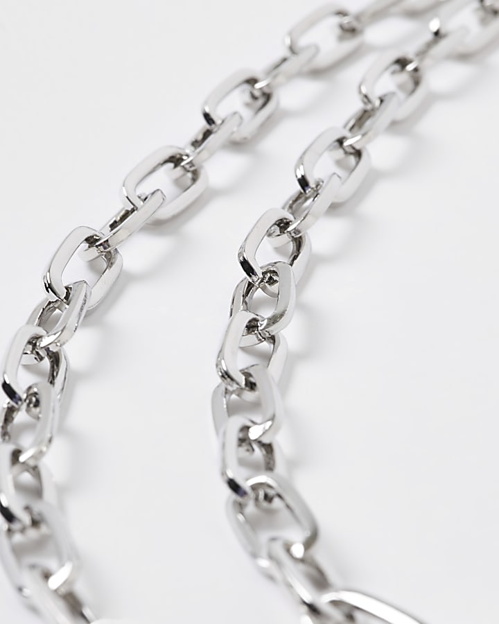 Silver chunky double chain necklace