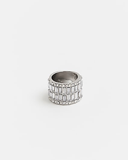 Silver chunky embellished ring