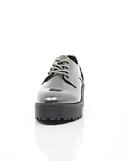 360 degree animation of product Silver chunky lace-up platform shoes frame-3
