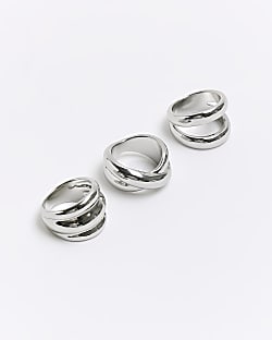 Silver Chunky Rings Multi Pack