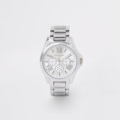 Silver colour 3 dials bracelet watch