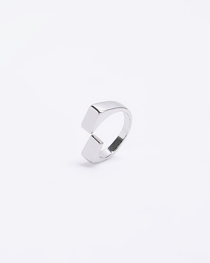 Silver colour asymmetric wrap ring