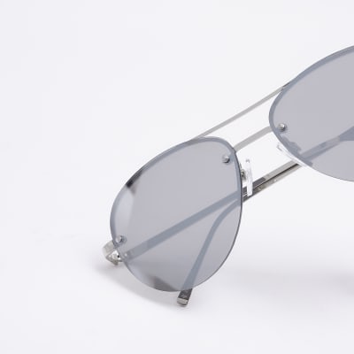 Silver colour aviator sunglasses River Island