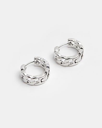Silver colour Chain Hoop Earrings