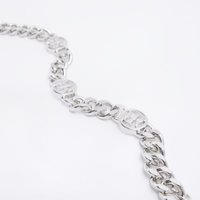 Silver colour chain link bracelet River Island