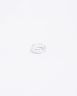 Silver colour chain link pinky ring