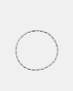 Silver colour chunky tube link neck chain