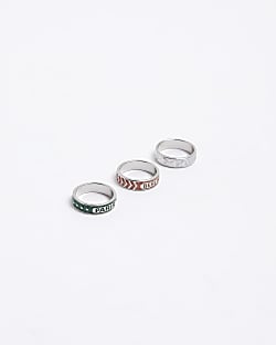 Silver colour cities multipack of 3 rings