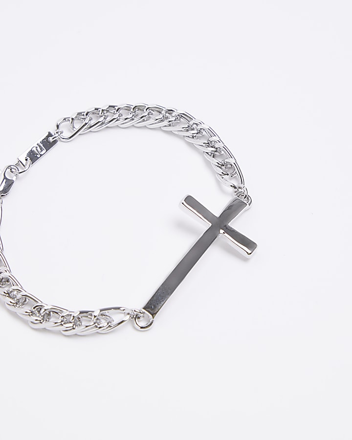Silver colour cross bracelet