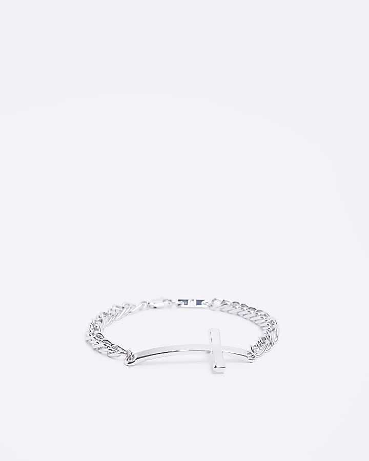 Silver colour cross bracelet