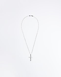 Silver colour cross pendant necklace