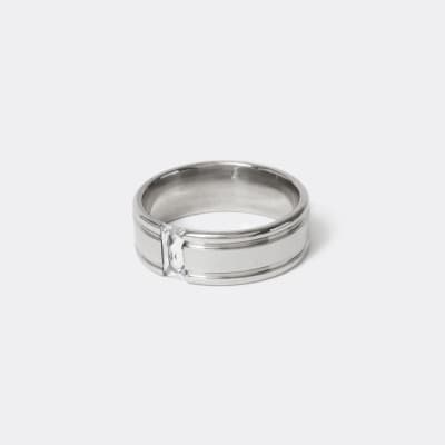 Silver colour crystal band ring | River Island