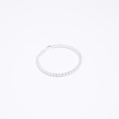 Silver colour diamante bracelet | River Island