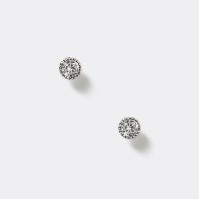 silver diamante stud earrings