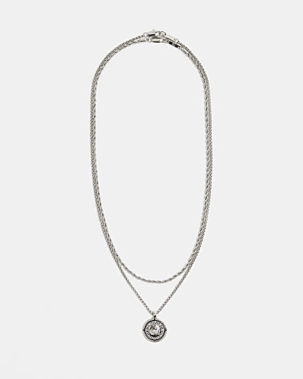 Silver colour Double chain Necklace