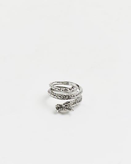 Silver colour dragon wrap ring