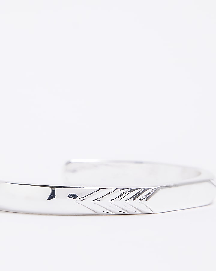 Silver colour engraved cuff bracelet