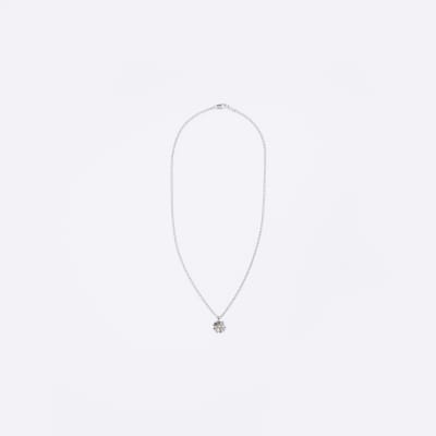 Silver colour flower necklace River Island