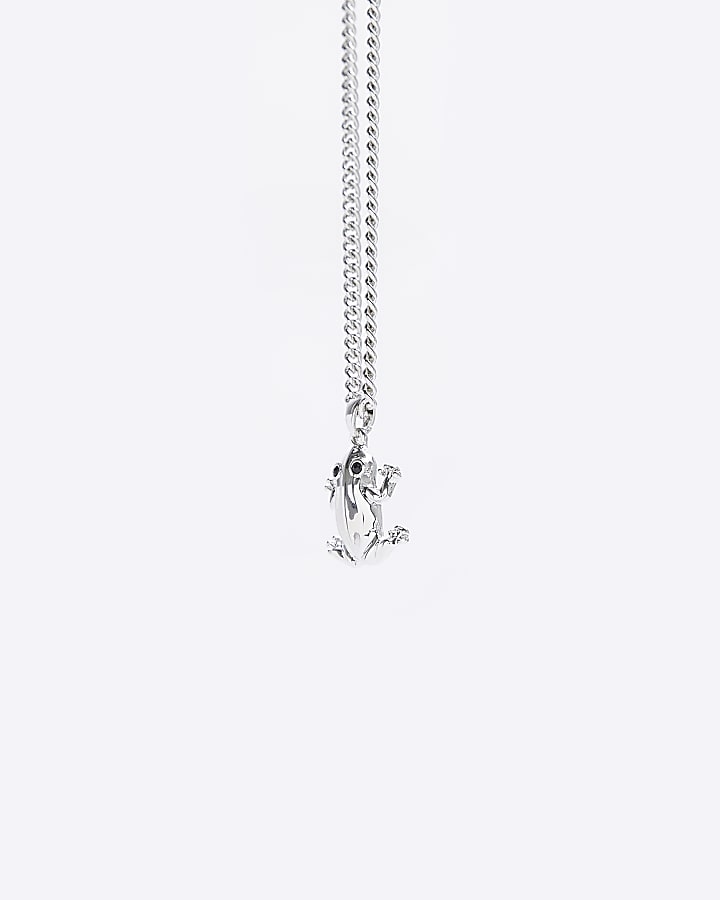 Silver colour frog necklace