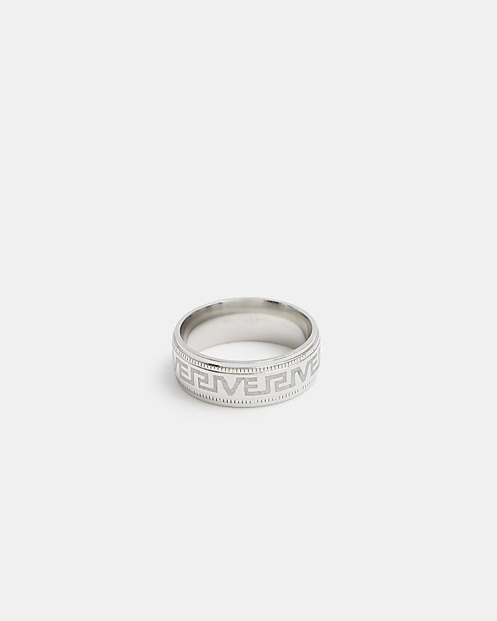 Silver colour Greek engraved ring