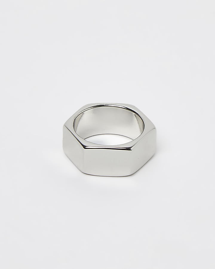 Silver colour hexagon nut ring