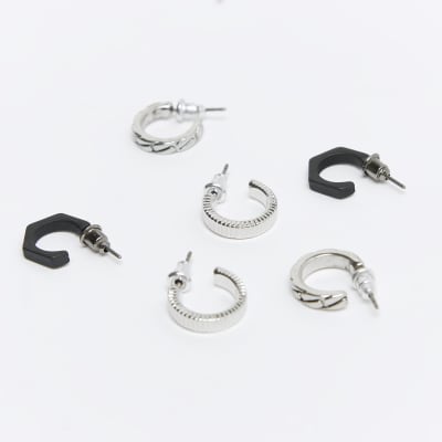 Silver colour hoop earrings multipack River Island