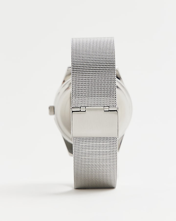 Silver colour Mesh Watch with Gift box