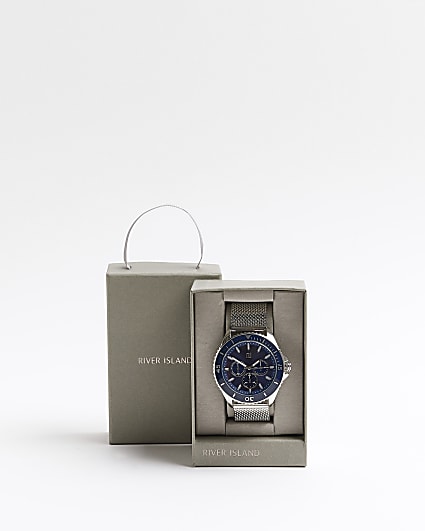 Silver colour Mesh Watch with giftbox