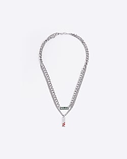 Silver colour Milan multirow necklace