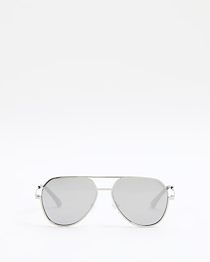 Silver colour mirrored aviator sunglasses