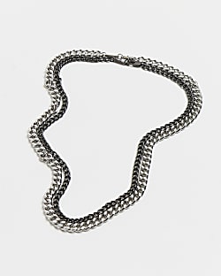 Silver colour multi-row chunky chain necklace
