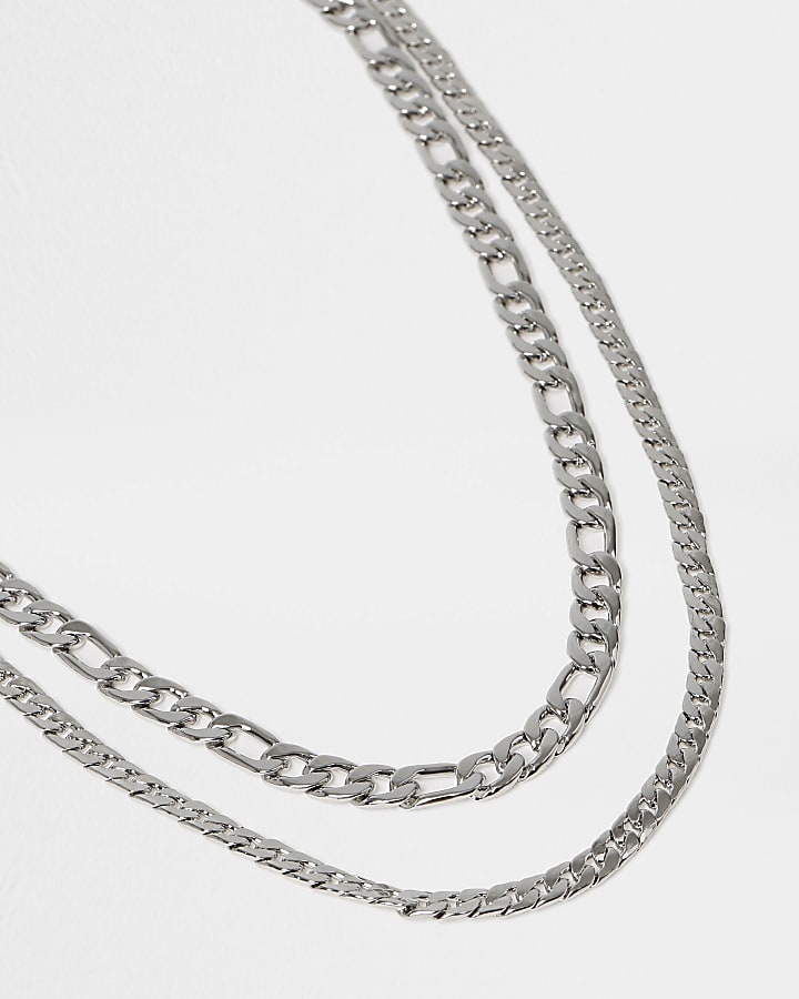 Silver colour multipack of 2 chain necklace