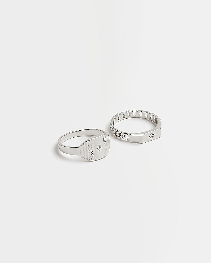 Silver colour Multipack of 2 rings