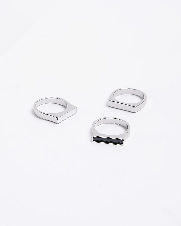 Silver colour multipack of 3 enamel rings