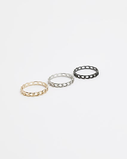 Silver colour Multipack Rings 3 Pack