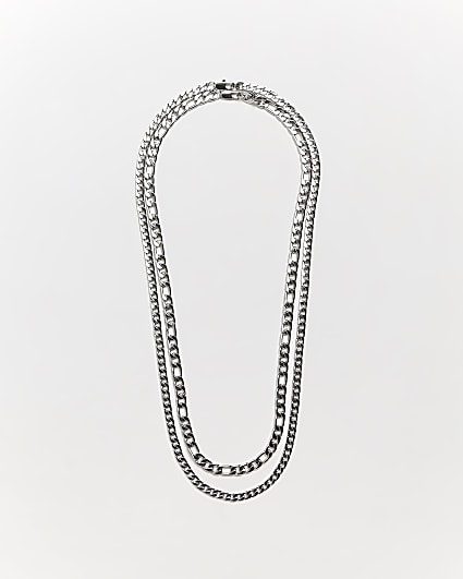 Silver colour Multirow chain Necklace