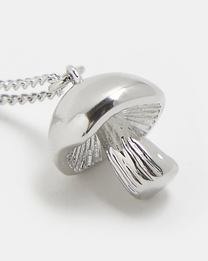 Silver colour mushroom pendant necklace