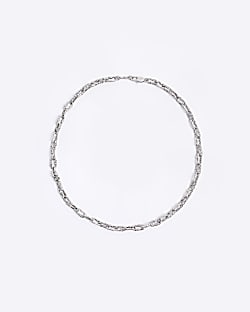 Silver colour oval chain link necklace