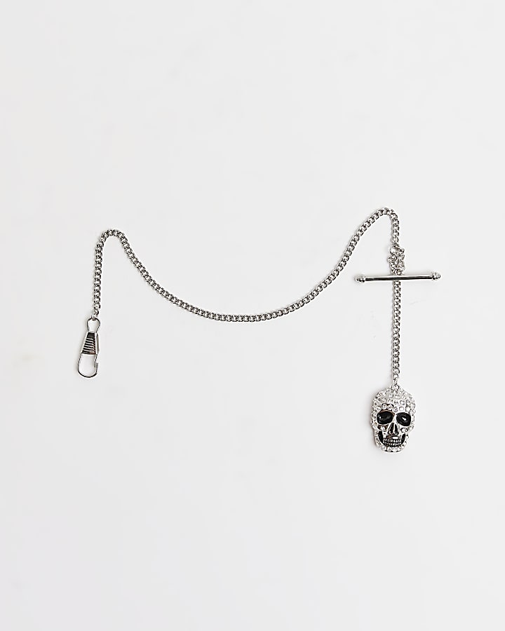 Silver colour Rhinestone Skull Wallet Chain