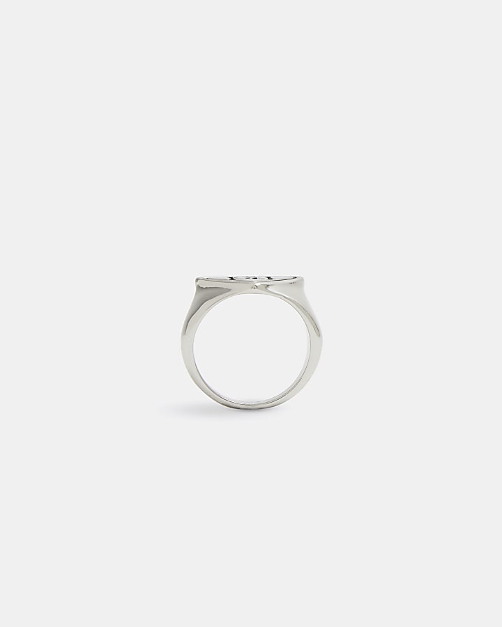 Silver colour RI branded triangle ring