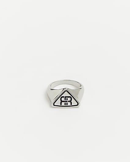 Silver colour RI branded triangle ring