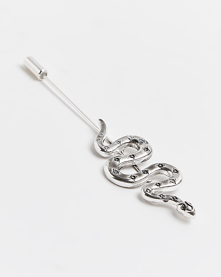 Silver colour Snake Lapel Pin