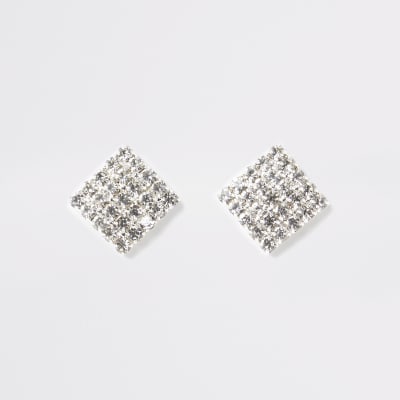 diamante stud earrings