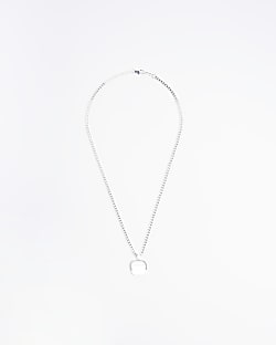 Silver colour square necklace
