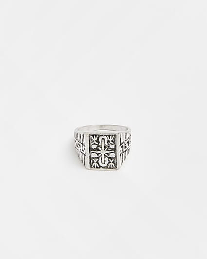 Silver colour Star Signet Ring