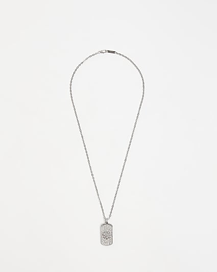 Silver colour Tag Necklace
